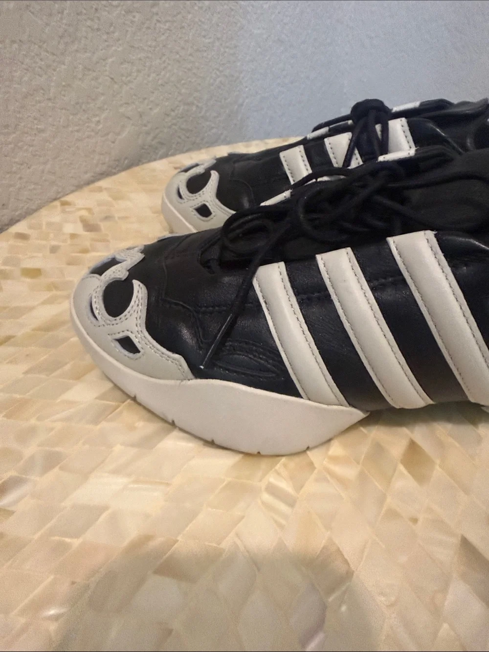 Yohji Yamamoto Black and White Striped Leather Sneakers size 5